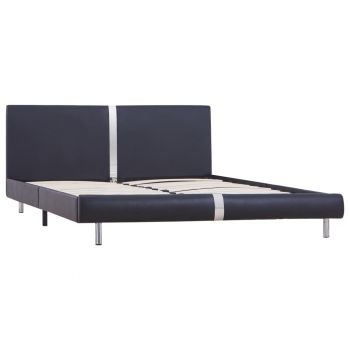 vidaXL Cadru de pat, negru, 120 x 200 cm, piele ecologică