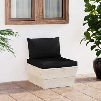vidaXL Canapea de grădină din paleți, de mijloc, cu perne, lemn molid