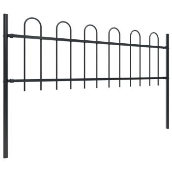 vidaXL Gard de grădină cu vârf curbat, negru, 11,9 m, oțel