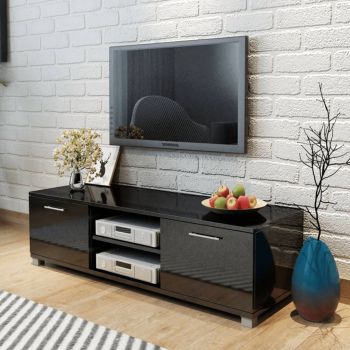 vidaXL Comodă TV, negru extralucios, 120 x 40,5 x 35 cm