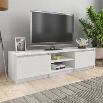 vidaXL Comodă TV, alb extralucios, 140 x 40 x 35,5 cm, PAL