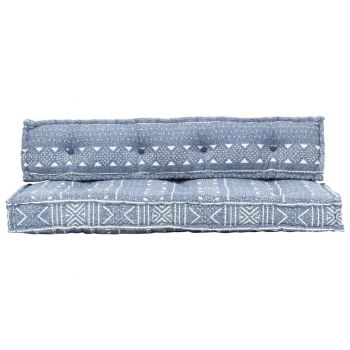 vidaXL Pernă pentru canapea din paleți, indigo, textil, petice