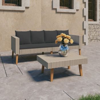 vidaXL Set mobilier de grădină cu perne, 2 piese, bej, poliratan