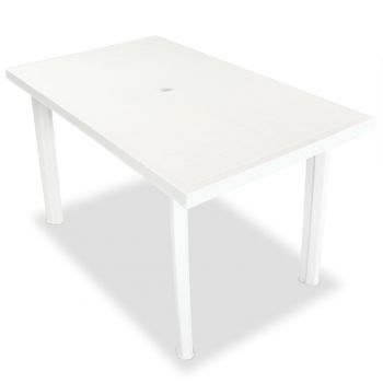 vidaXL Set mobilier de exterior, 5 piese, alb, plastic