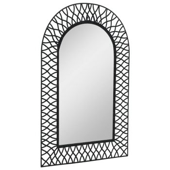 vidaXL Oglindă de perete arcuită, negru, 50 x 80 cm