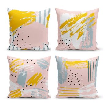 Set 4 fețe de pernă decorative Minimalist Cushion Covers Pastel Design, 45 x 45 cm
