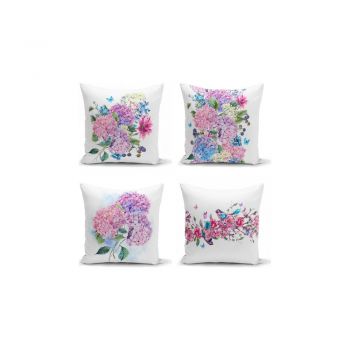 Set 4 fețe de pernă decorative Minimalist Cushion Covers Purple Pink, 45 x 45 cm