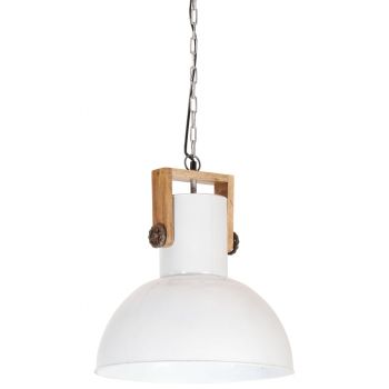 vidaXL Lampă suspendată industrială 25 W alb 42 cm, mango E27, rotund