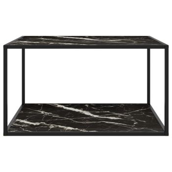 vidaXL Măsuță de cafea, negru & sticlă neagră marmorată, 90x90x50 cm