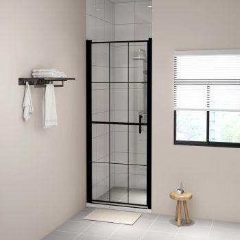 vidaXL Ușă de duș, negru, 91 x 195 cm, sticlă securizată