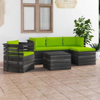 vidaXL Set mobilier grădină paleți cu perne 6 piese lemn masiv pin