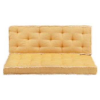 vidaXL Set perne pentru canapea din paleți, 2 piese, galben