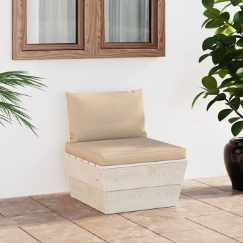 vidaXL Canapea de mijloc de grădină din paleți cu perne, lemn molid
