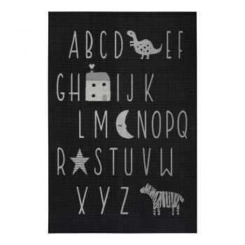 Covor pentru copii Ragami Letters, 80x150 cm, negru