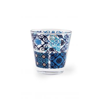 Set 3 pahare pentru apa, din sticla, 250 ml, Ø7,4xH8,2 cm, Maiolica Albastru