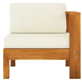 vidaXL Canapea de mijloc cu cotieră, alb crem, lemn masiv acacia