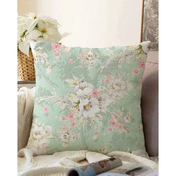 Față de pernă din amestec de bumbac Minimalist Cushion Covers Blossom, 55 x 55 cm, verde ieftina