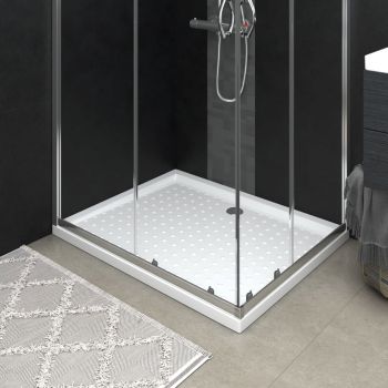 vidaXL Cădiță de duș cu puncte, alb, 80x100x4 cm, ABS