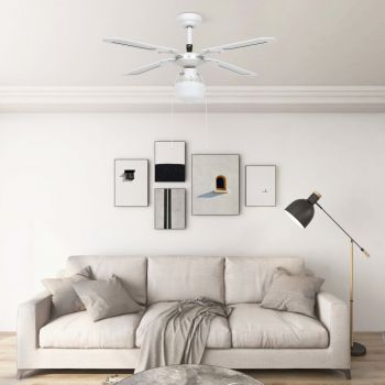 vidaXL Ventilator de tavan cu iluminare, alb, 106 cm