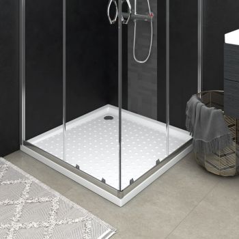 vidaXL Cădiță de duș cu puncte, alb, 90x90x4 cm, ABS