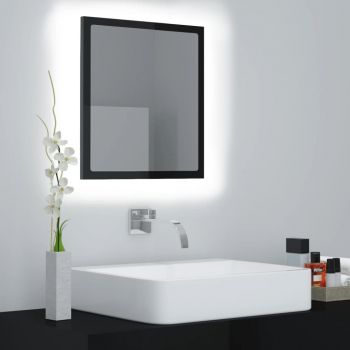 vidaXL Oglindă de baie cu LED, negru extralucios, 40x8,5x37 cm