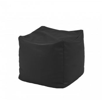 Fotoliu mic taburet cub Panama Black pretabil si la exterior umplut cu perle polistiren ieftin