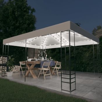 vidaXL Pavilion cu șir de lumini LED, alb, 4x3x2,7 m