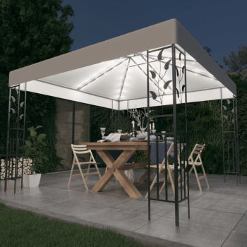 vidaXL Pavilion cu șiruri de lumini LED, alb, 3x3m
