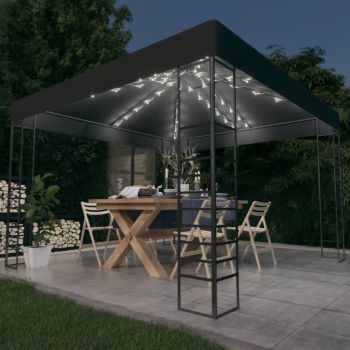 vidaXL Pavilion de grădină cu șiruri de lumini LED, antracit, 3x3 m