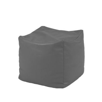 Fotoliu taburet cub Dark Grey gama Premium PU umplut cu perle polistiren la reducere