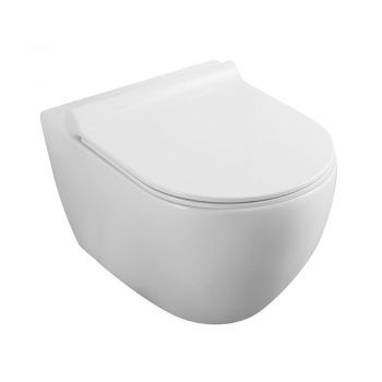 Set vas WC suspendat Fluminia Minerva rimless cu capac softclose alb