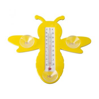Termometru pentru exterior cu ventuze, din plastic, Bee Galben, L22,1xl3,5xH19,6 cm