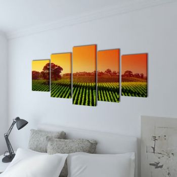 Set tablouri pânză imprimeu câmp 200 x 100 cm