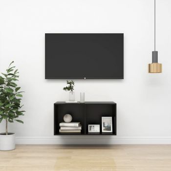 vidaXL Dulap TV montat pe perete, negru, 37x37x72 cm, PAL
