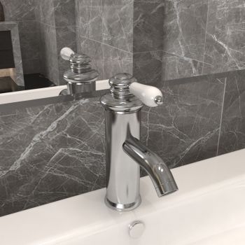 vidaXL Robinet chiuvetă de baie, argintiu, 130x180 mm