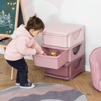 Comoda pentru depozitare, pentru Organizare, pentru camera copilului, din PP sigur si netoxic 37x37x56.5 in nuante de roz HOMCOM | Aosom RO