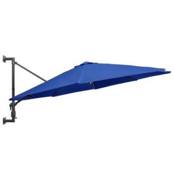 Umbrela de soare cu montaj pe perete, Reda Albastru, Ø300xH131 cm