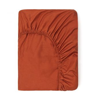 Cearșaf elastic din bumbac Good Morning, 140 x 200 cm, portocaliu închis ieftin