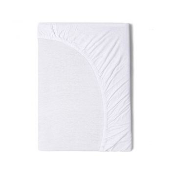 Cearșaf elastic din bumbac pentru copii Good Morning, 60 x 120 cm, alb