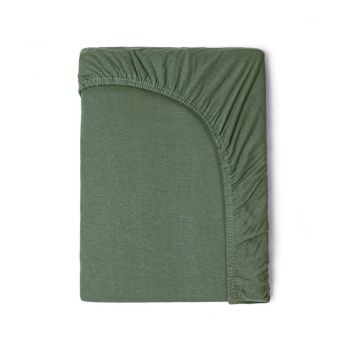 Cearșaf elastic din bumbac pentru copii Good Morning, 70 x 140/150 cm, verde
