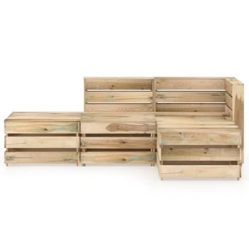 vidaXL Set mobilier de grădină, 4 piese, lemn de pin verde tratat