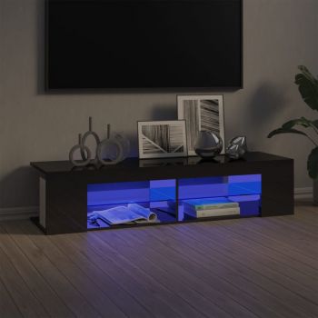 vidaXL Comodă TV cu lumini LED, gri extralucios, 135x39x30 cm