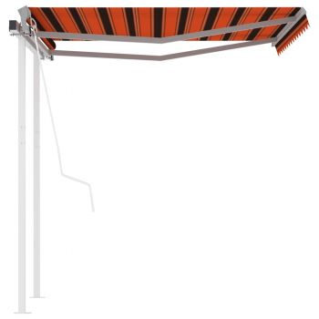 vidaXL Copertină retractabilă automat stâlpi portocaliu/maro 3,5x2,5 m