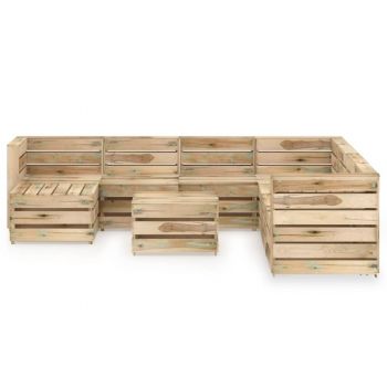 vidaXL Set mobilier de grădină, 9 piese, lemn pin verde tratat