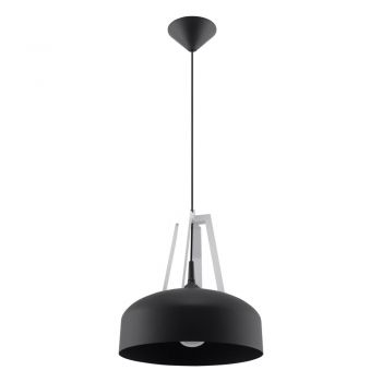 Lustră neagră cu abajur din lemn/metal ø 30 cm Olla - Nice Lamps