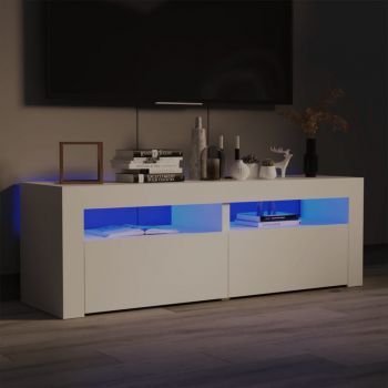 vidaXL Comodă TV cu lumini LED, alb, 120x35x40 cm