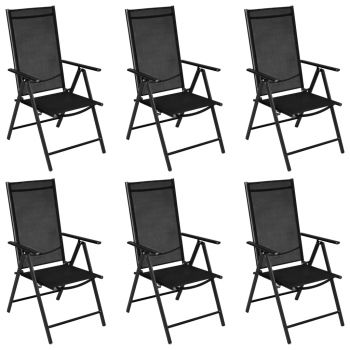 vidaXL Set mobilier de grădină, 7 piese, negru, aluminiu