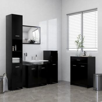 vidaXL Set mobilier de baie, 4 piese, negru