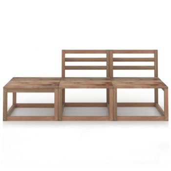vidaXL Set mobilier de grădină, 3 piese, maro, lemn de pin tratat