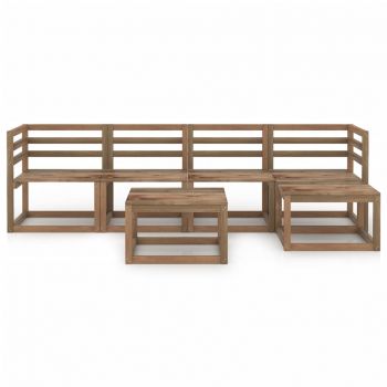vidaXL Set mobilier de grădină, 6 piese, maro, lemn de pin tratat